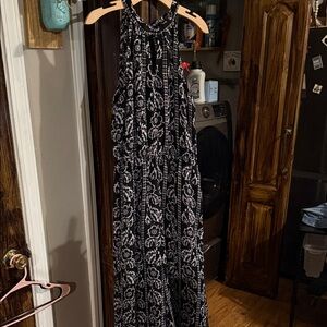 Black and White Floral Jumpsuit